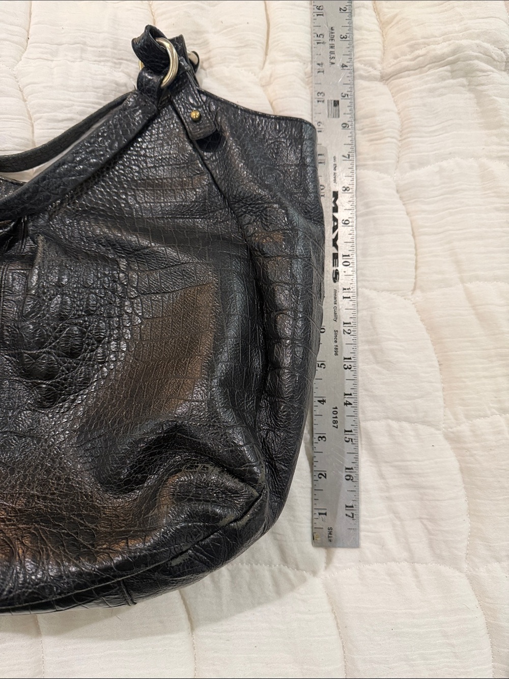 Brahmin Black Croc-Embossed Shoulder Tote - Picture 11 of 11